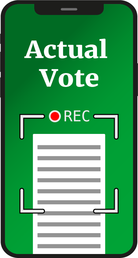 The Actual Vote app on a smartphone, showing the app's home screen.