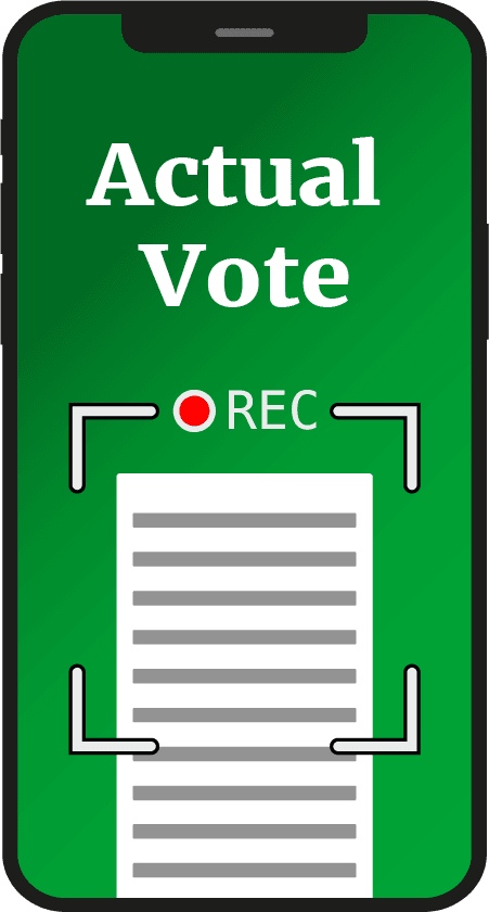 The Actual Vote app recording a poll tape