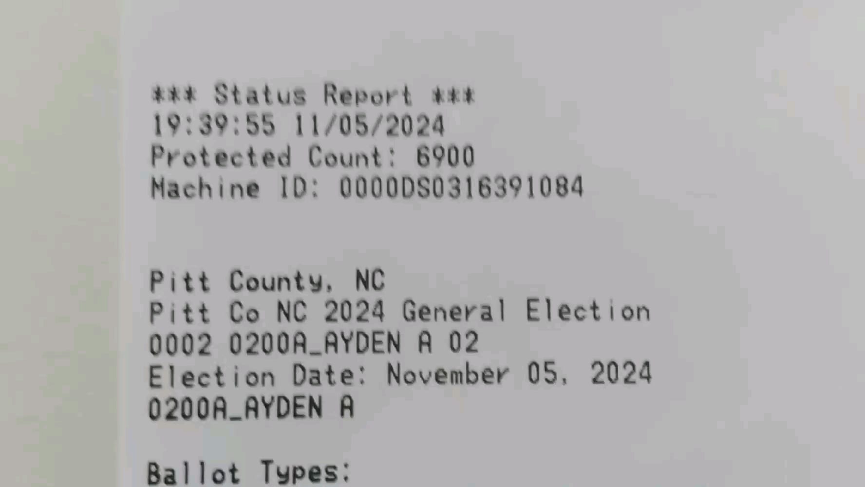 Poll tape recording — Pitt County, North Carolina