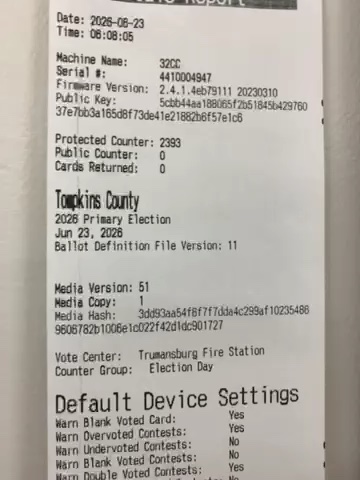Poll tape recording — Tompkins County