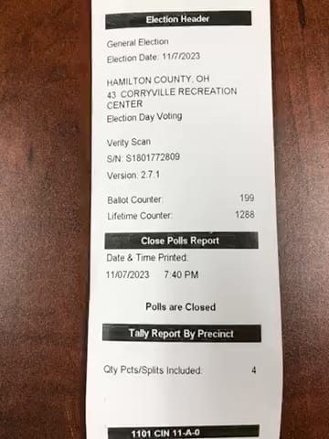 Poll tape recording — Hamilton County