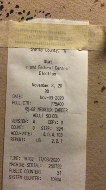 Poll tape recording — Shelby County