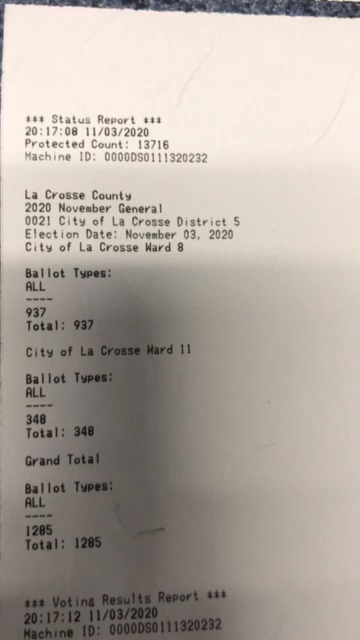 Poll tape recording — La Crosse County