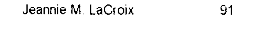 The line from the precinct 705 poll tape reading Jeannie M. LaCroix 91