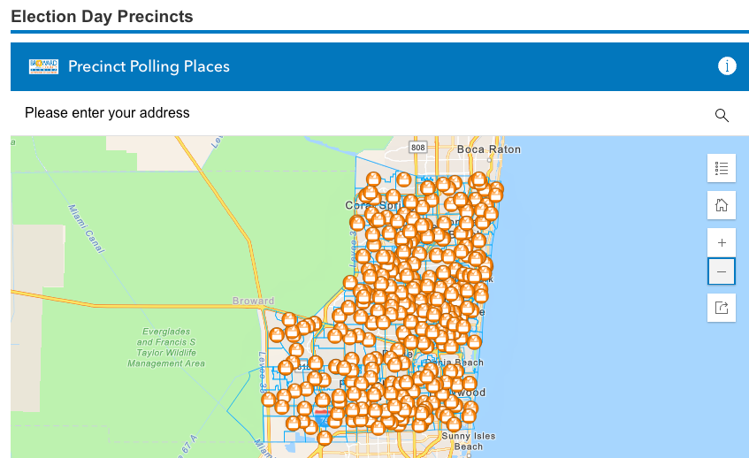 Broward County Supervisor of Elections "Precinct Polling Places" locator map