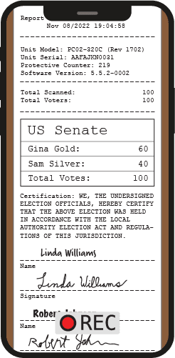 Example of a good poll tape recording — sharp focus, properly aligned, well-lit